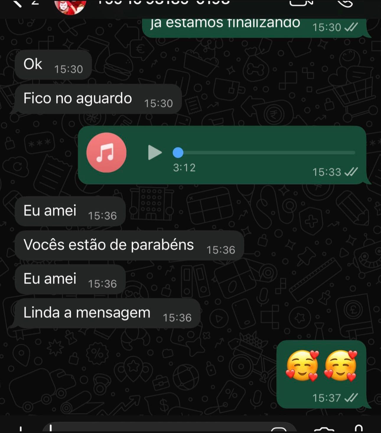 Print de conversa no WhatsApp de um cliente do Clube da Música